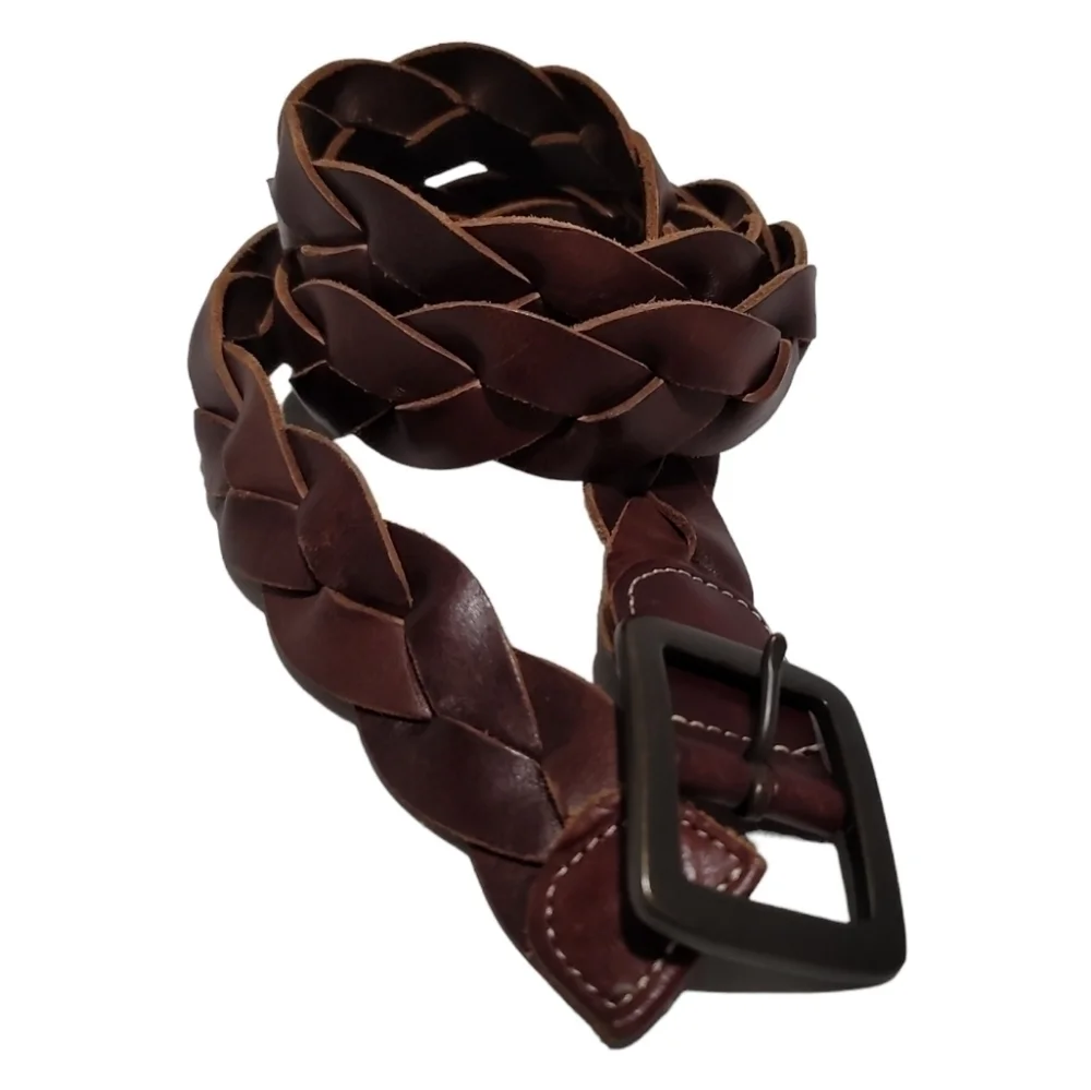 Lucky Brand Men's Woven Braided Leather Belt in Brown 40/42